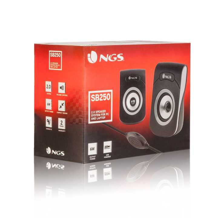 Boxe multimedia 2.0 USB Jack 3.5mm silver/negru 2x3W SB250 NGS