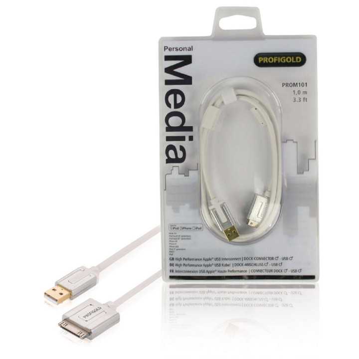 Cablu Apple iPad iPhone - USB de inalta calitate 1m alb Profigold