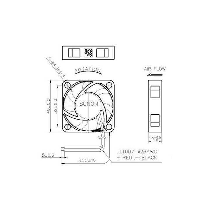 Ventilator 4x4cm 40x40v10mm 5V 3 fire lagar Vapo Sunon