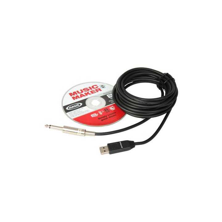 Cablu JACK 6.3mm MONO la USB 5m +placa de sunet
