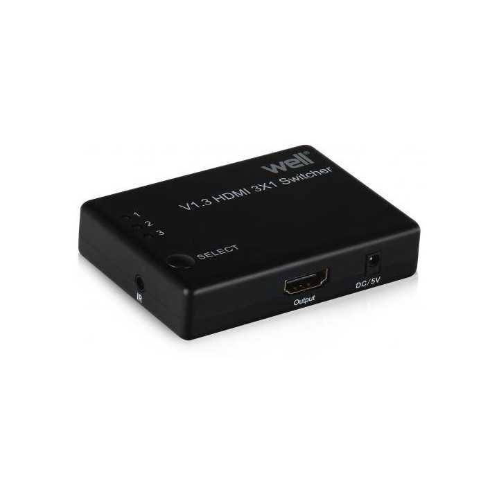 Switch HDMI 3 intrari FullHD V1.3 cu telecomanda Well