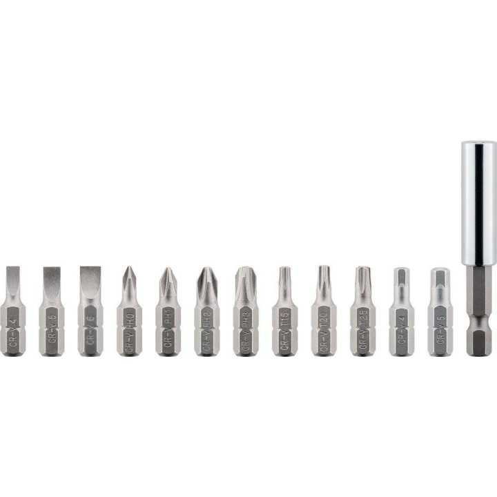 Set surubelnita cu clichet 12biti CrV 3x capete plane 4mm 5mm 6mm 4x Phillips PH0 PH1 PH2 PH3 3x Torx T15 T20 T25 2x hexagonale 