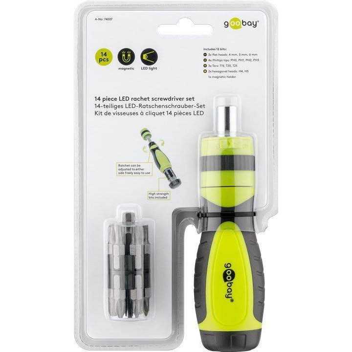 Set surubelnita cu clichet 12biti CrV 3x capete plane 4mm 5mm 6mm 4x Phillips PH0 PH1 PH2 PH3 3x Torx T15 T20 T25 2x hexagonale 