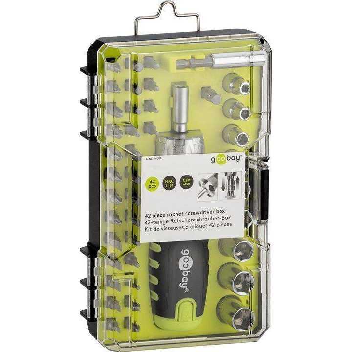 Set surubelnita cu 30biti si 9 tubulare CrV Goobay