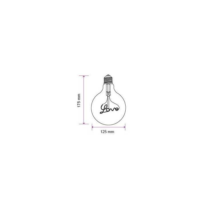 Bec LED G125 E27 5W 70lm cu filament 2200K alb cald model LOVE V-TAC