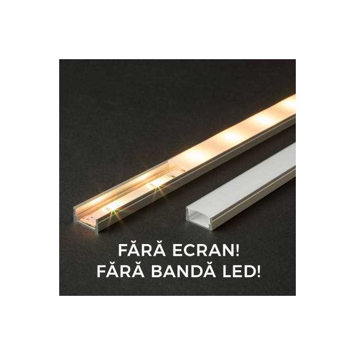 Profil U din aluminiu pentru benzi LED 2000x17x8mm Phenom