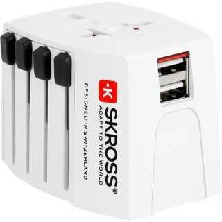 Adaptor priza Skross Universal cu 2 porturi USB