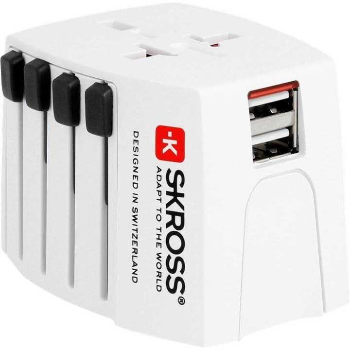 Adaptor priza Skross Universal cu 2 porturi USB