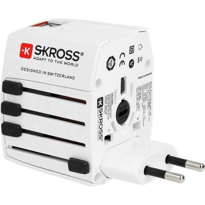 Adaptor priza Skross Universal cu 2 porturi USB