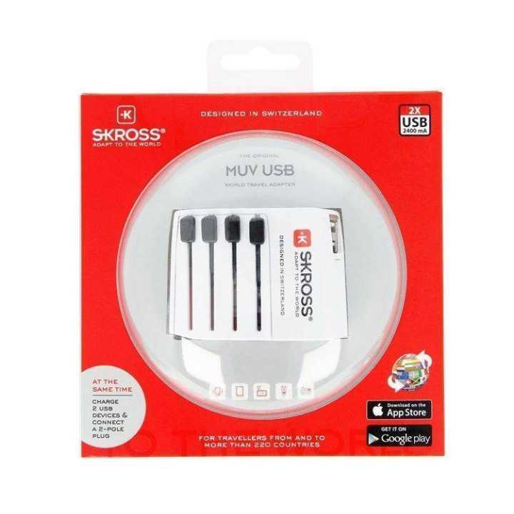 Adaptor priza Skross Universal cu 2 porturi USB