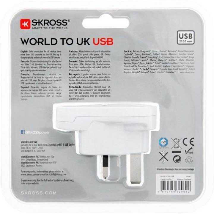 Adaptor priza Skross Universal World - UK cu USB