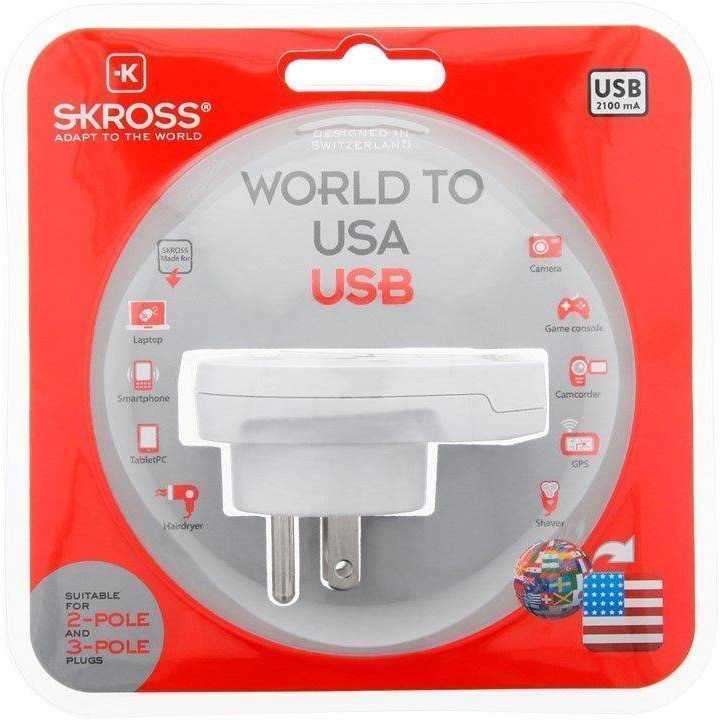 Adaptor priza Universal World - USA cu USB Skross