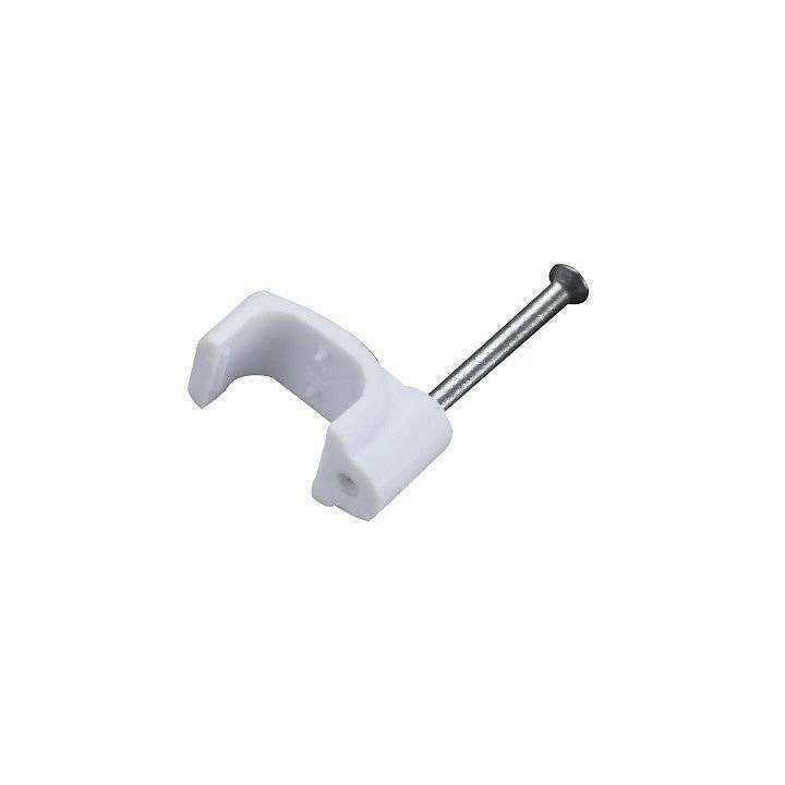 Cleme clips fixare cablu patrat plastic cu cui 5mm alb 100buc Well