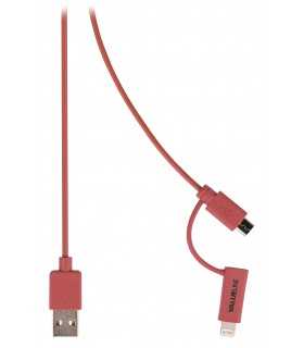 Cablu alimentare si sincronizare rosu USB 2.0 A tata - micro B tata cu adaptor lightning 1m cupru Valueline