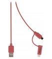 Cablu alimentare si sincronizare rosu USB 2.0 A tata - micro B tata cu adaptor lightning 1m cupru Valueline