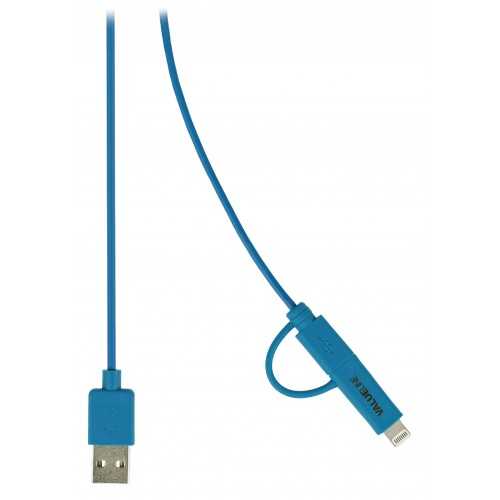 Cablu alimentare si sincronizare albastru USB 2.0 A tata - micro B tata cu adaptor lightning 1m cupru Valueline