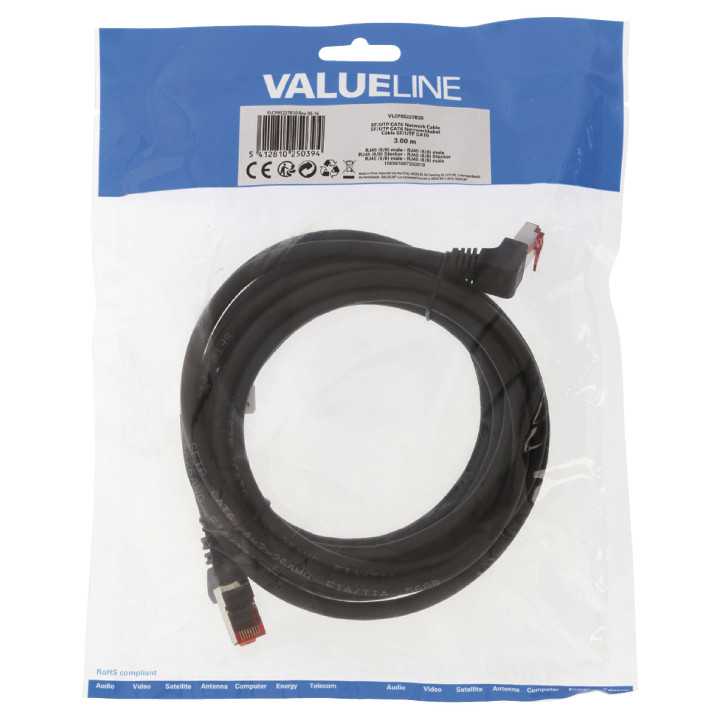 Cablu CAT6 SFTP Network Cable RJ45 8P8C tata - RJ45 8P8C tata 3m cupru negru VALUELINE