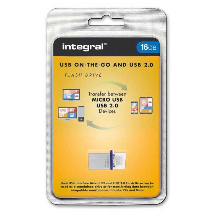Flash Drive USB 16GB +micro USB OTG INTEGRAL