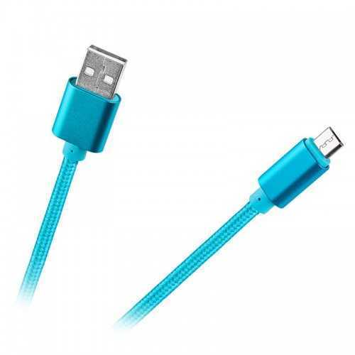 Cablu USB - micro USB 1m NYLON M-LIFE albastru