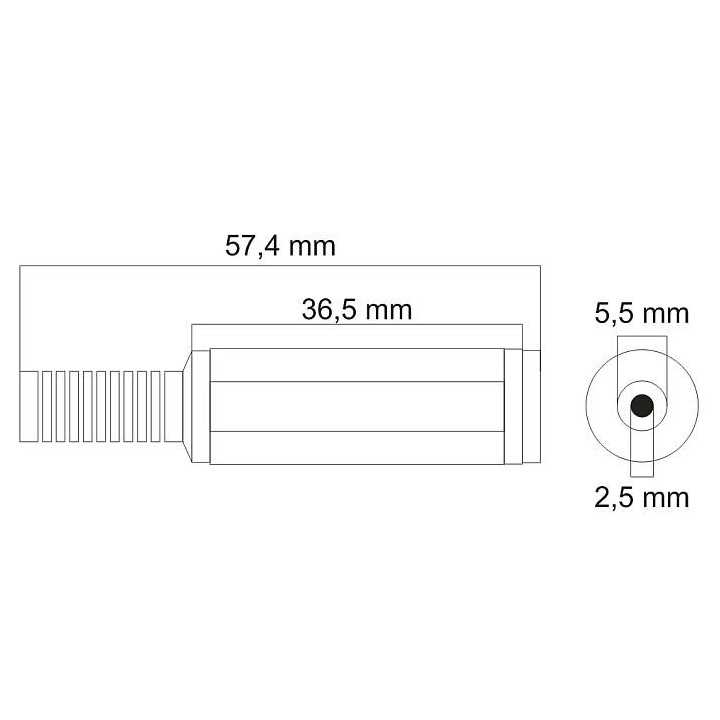 Mufa DC cu protector 5.5x2.5 mm mama pe fir
