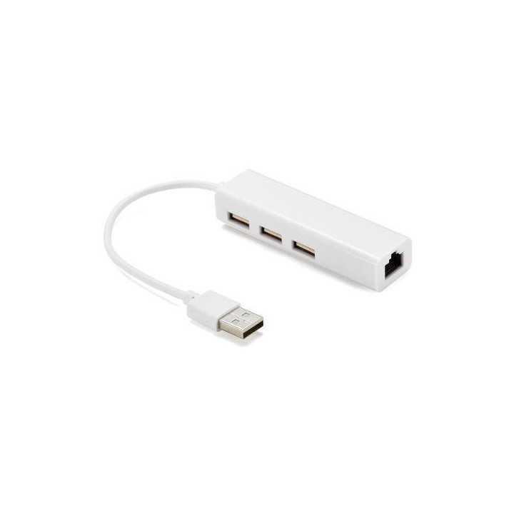 Cablu adaptor USB 2.0 la RJ45 retea Ethernet 100Mbps +HUB 3x USB 2.0 Well