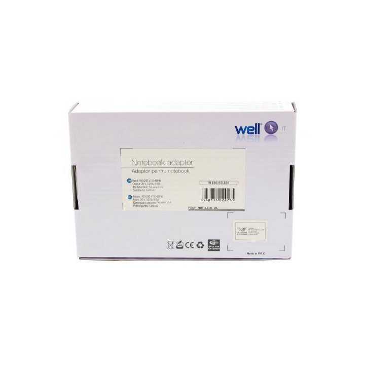 Alimentator pentru laptop IBM Lenovo 20V 3.25A 65W mufa patrata Well