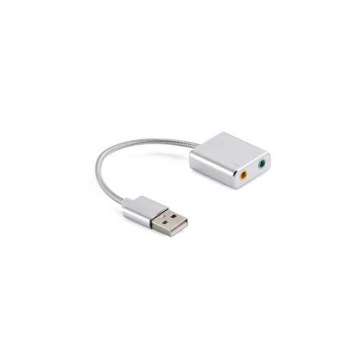 Cablu adaptor USB 2.0 - placa de sunet audio 7.1 virtual 10cm aluminiu WELL