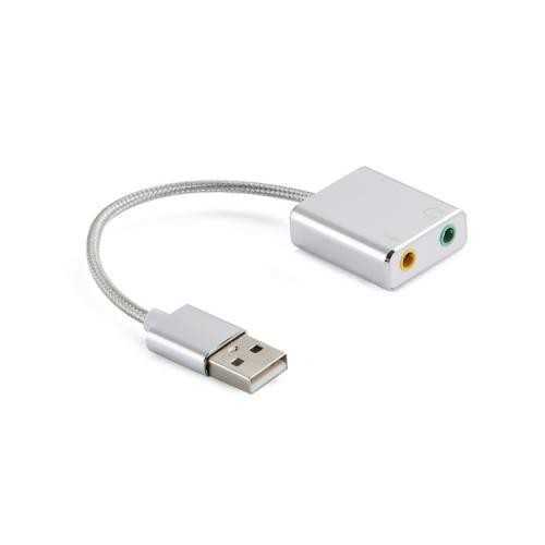 Cablu adaptor USB 2.0 - placa de sunet audio 7.1 virtual 10cm aluminiu WELL