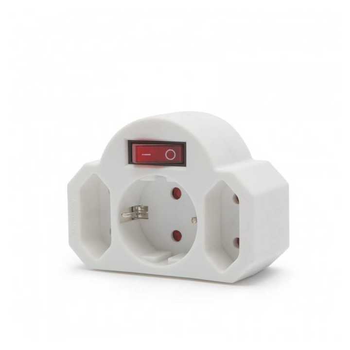 Distribuitor triplu de perete cu intrerupator