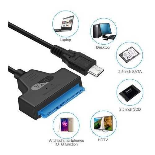 Convertor USB Type C - SATA 22 pini max 6TB HDD 2.5" si SSD