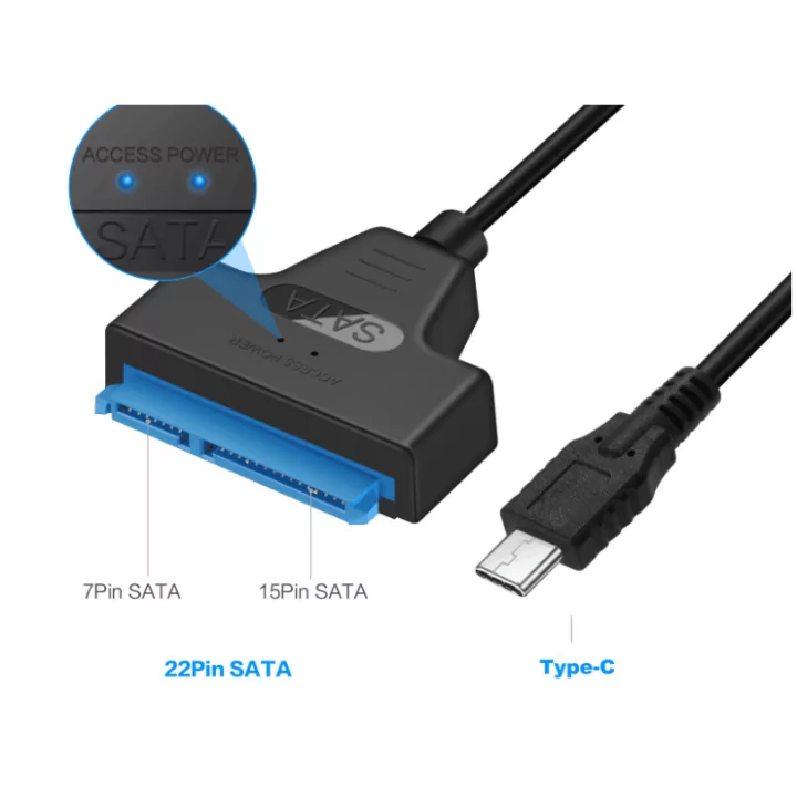 Convertor USB Type C - SATA 22 pini max 6TB HDD 2.5" si SSD