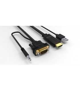 Cablu HDMI cu chip la VGA cu audio si alimentare USB 1.8m WELL