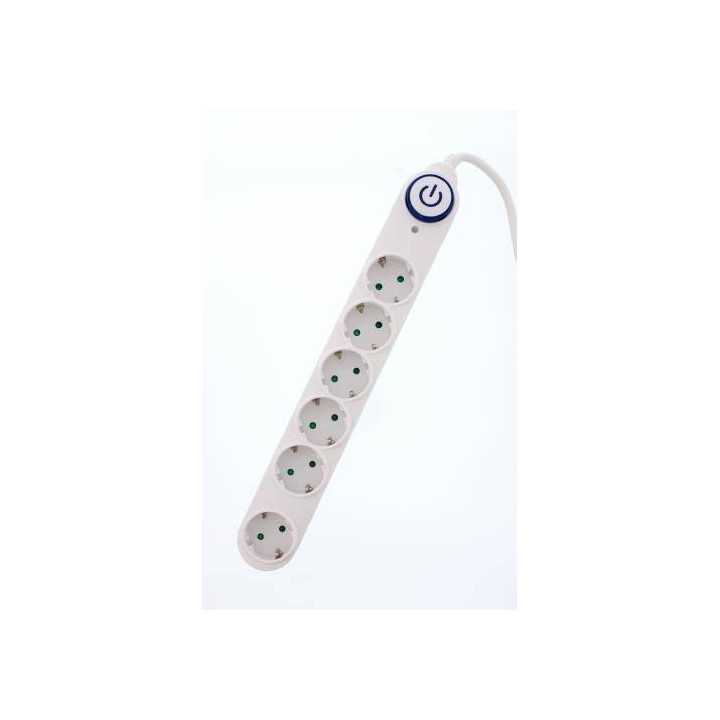 Prelungitor 6 prize 3m cu intrerupator cablu 3xG1.5mmp Well