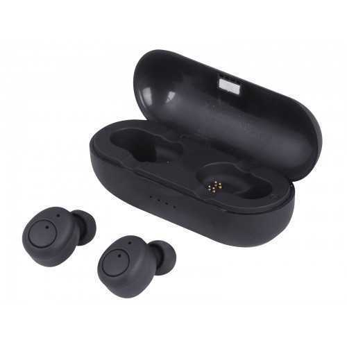 Casti mini Bluetooth cu microfon HMP 12E05 AIRBUDS negru Trevi