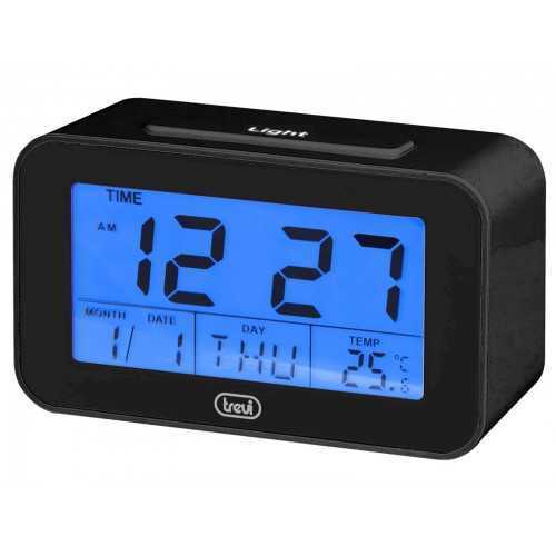 Ceas desteptator cu LCD SLD 3P50 termometru calendar negru Trevi