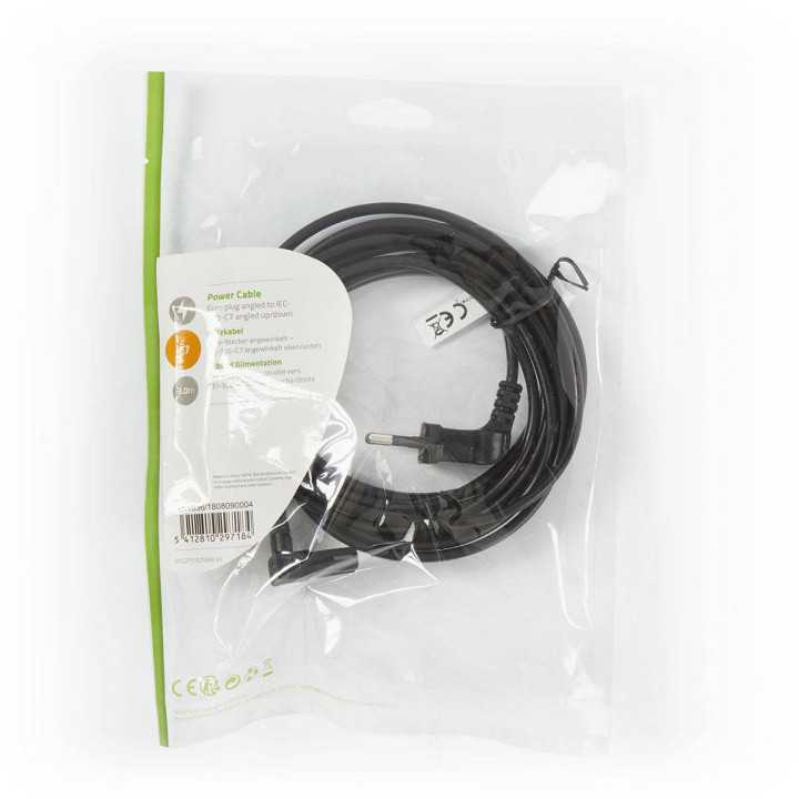 Cablu alimentare Euro cotit tata - 2 Pini IEC-320-C7 cotit 3m Nedis