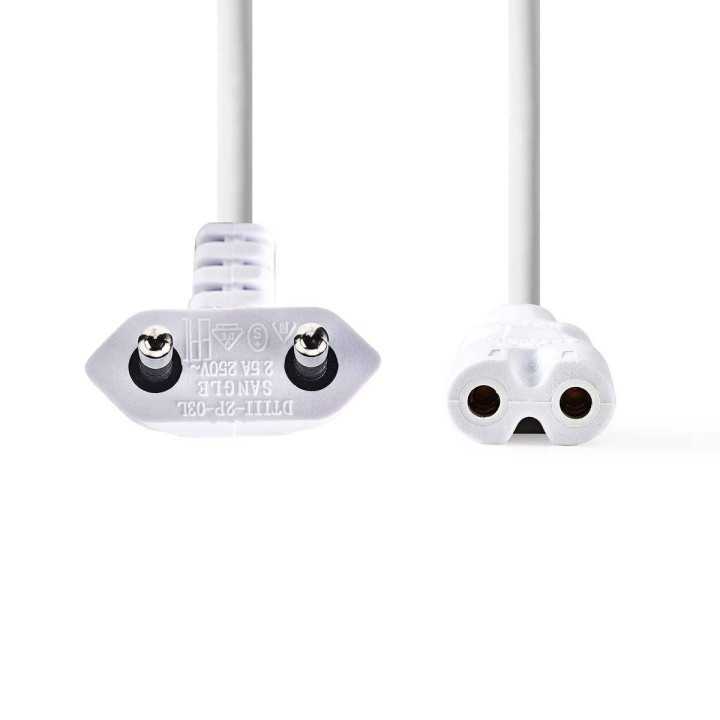 Cablu alimentare Euro tata cotit - 2 Pini IEC-320-C7 2m alb Nedis