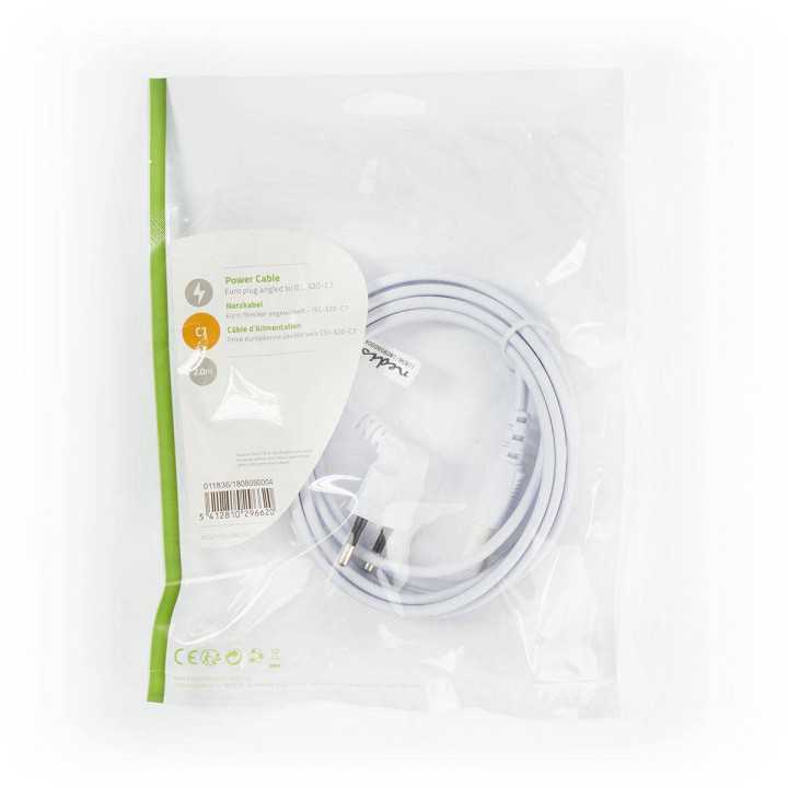 Cablu alimentare Euro tata cotit - 2 Pini IEC-320-C7 2m alb Nedis