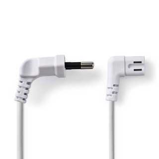 Cablu alimentare Euro tata cotit - 2 Pini IEC-320-C7 cotit 2m alb Nedis