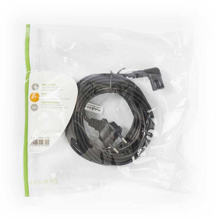 Cablu alimentare Euro tata cotit - 2 Pini IEC-320-C7 cotit 5m Nedis