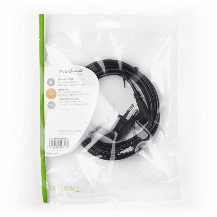Cablu alimentare Euro tata cotit - IEC-320-C7 cotit 2m Nedis