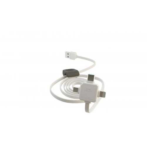 Cablu USB Type C micro USB Lightning 1.5m alb Allocacoc