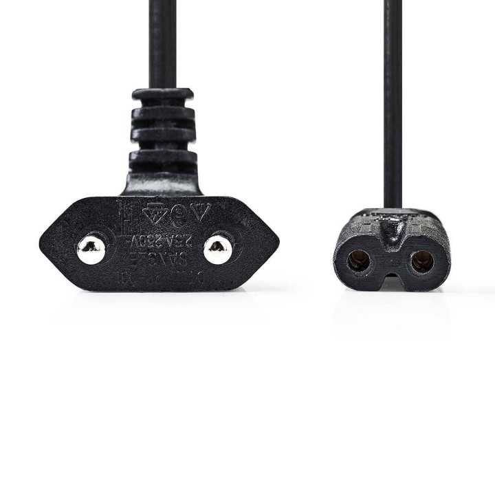 Cablu alimentare Euro cotit tata - 2 pini IEC-320-C7 2m Nedis