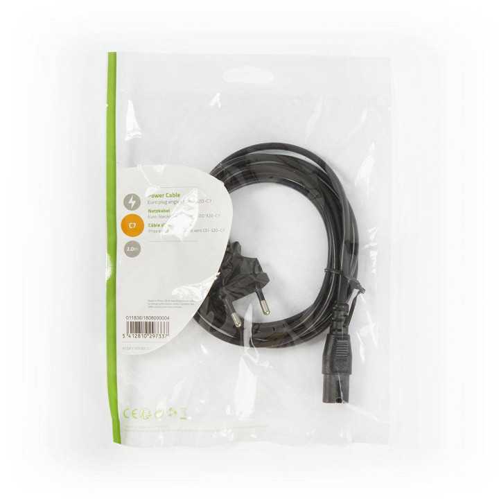 Cablu alimentare Euro cotit tata - 2 pini IEC-320-C7 2m Nedis