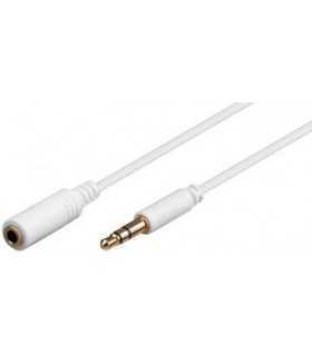 Cablu prelungitor 0.5m alb Jack 3.5 mm 3 pini mama - Jack 3.5 mm 3 pini mufa tata Goobay