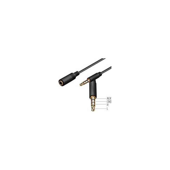 Cablu prelungitor 0.5m Jack 3.5 mm 4 pini mufa tata - Jack 3.5 mm 4 pini mama Goobay