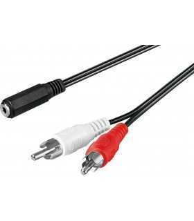 Cablu RCA mufa tata x2 - Jack 3.5 mm 3 pini mama 1.4m Goobay