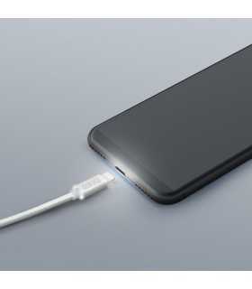 Cablu de date iPhone lightning 1m argintiu cu iluminare LED rosu delight