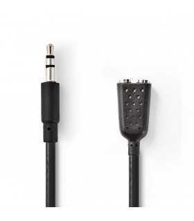 Cablu Audio Stereo Jack 3.5 mm tata - 2x 3.5 mm mama 0.2m Nedis