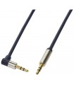 Cablu audio stereo 90 grade Jack 3.5 mm 0.75m tata-tata aurit albastru inchis carcasa aluminiu LOGILINK CA11075
